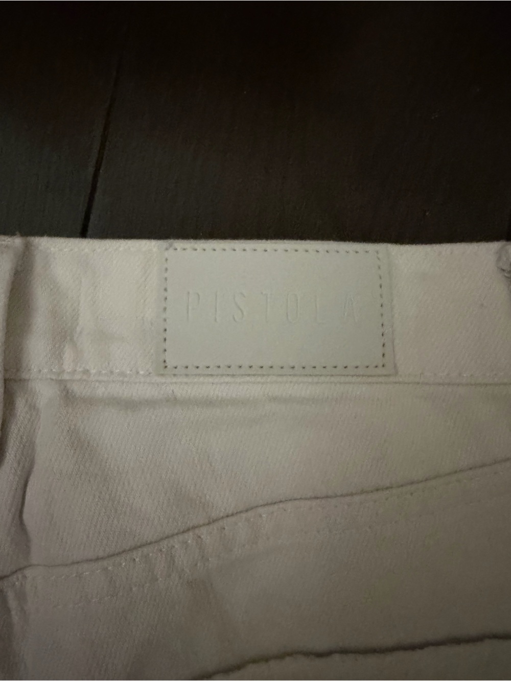 pistola White Distressed Boyfriend Jeans with Knee Rips - Picture 6 of 6
